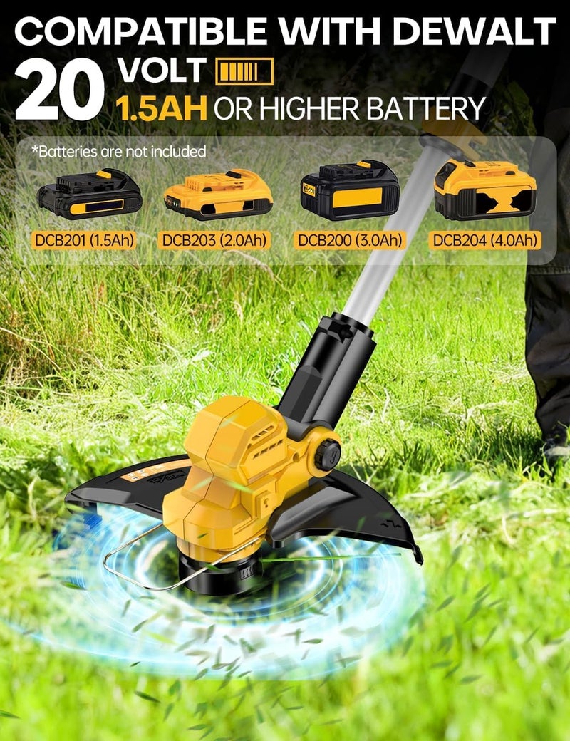 apex power Cordless Weed Wacker, for Dewalt 20V Battery, 3 in 1 Battery Powered Weed Eater & Edger & Mower with Auto Line Feed, 20000 RPM 12 Inch Brushless Grass Trimmer, 6 Line Spools String Trimmer for Lawn - Image 2
